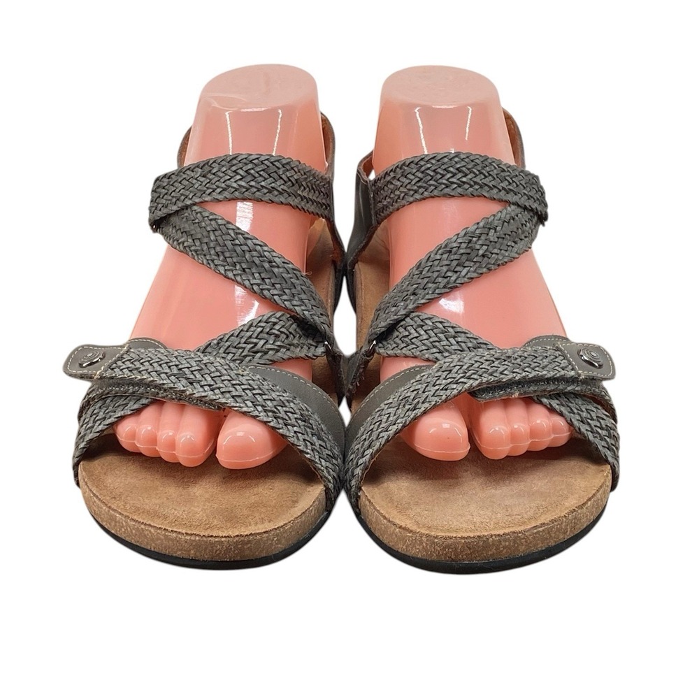 Taos Trulie Sandals US Size 11-11.5 EU 42 Dark Gray Woven Leather Arch Support - Picture 2 of 7